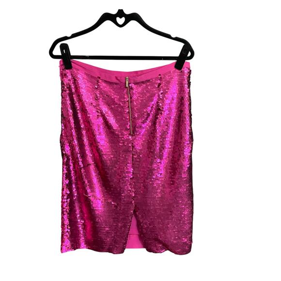 Etcetera Dark Pink Sequin Embellished Straight Fit Knee Skirt Womens Size 8 - Picture 4 of 5